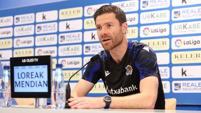 Xabi Alonso, en la rueda de prensa de hoy.