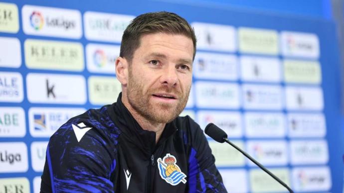 Xabi Alonso, durante la rueda de prensa de Zubieta.