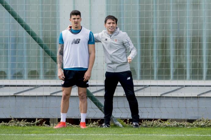 Marcelino y Capa en un entrenamiento