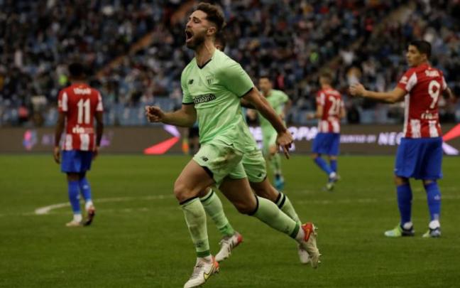 Yeray celebra el gol ante el Atlético de Madrid en la semifinal de la Supercopa.