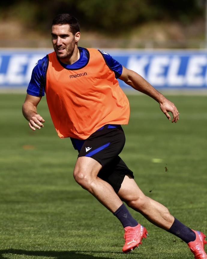 Joseba Zaldua, durante el entrenamiento de este martes en Zubieta.