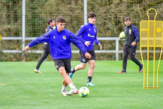 Zubimendi y Lobete, en el entrenamiento.