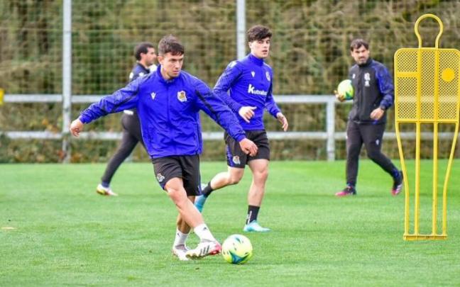 Zubimendi y Lobete, en el entrenamiento. Zubimendi y Lobete, en el entrenamiento.