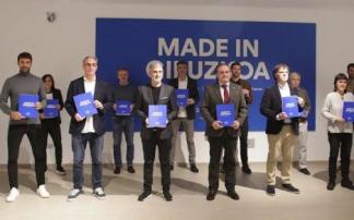 Los representantes de la Real Sociedad en el acto que ha tenido lugar en Anoeta.